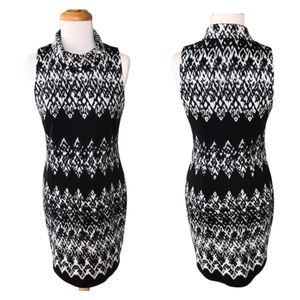 MUSE Black White Aztec Print Flattering Dress SZ 4